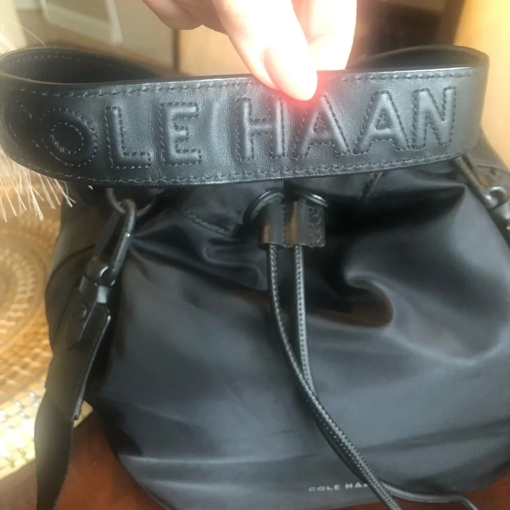 Authentic Cole Haan Black Nylon  drawstring hobo bag - Picture 9 of 12